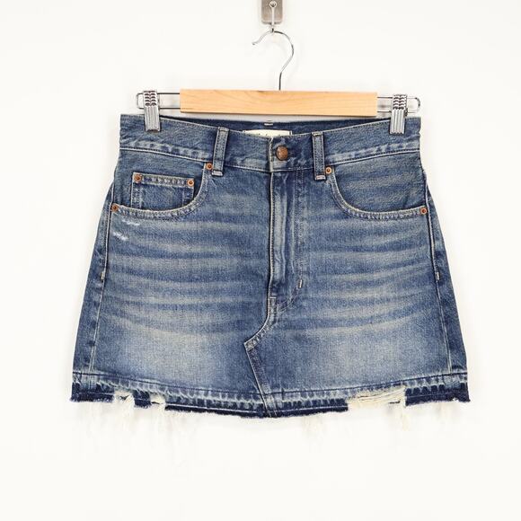 Madewell Postage Stamp Denim Mini Skirt Croswell Wash Size 24 NWT - Picture 2 of 7